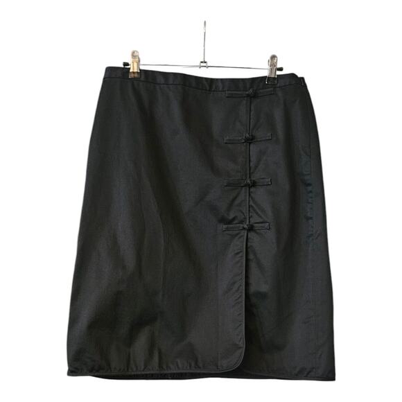 Banana Republic Dresses & Skirts - Vintage '04 Banana Republic Size 10 Skirt Black Asian Flair Frog Buttons Slit